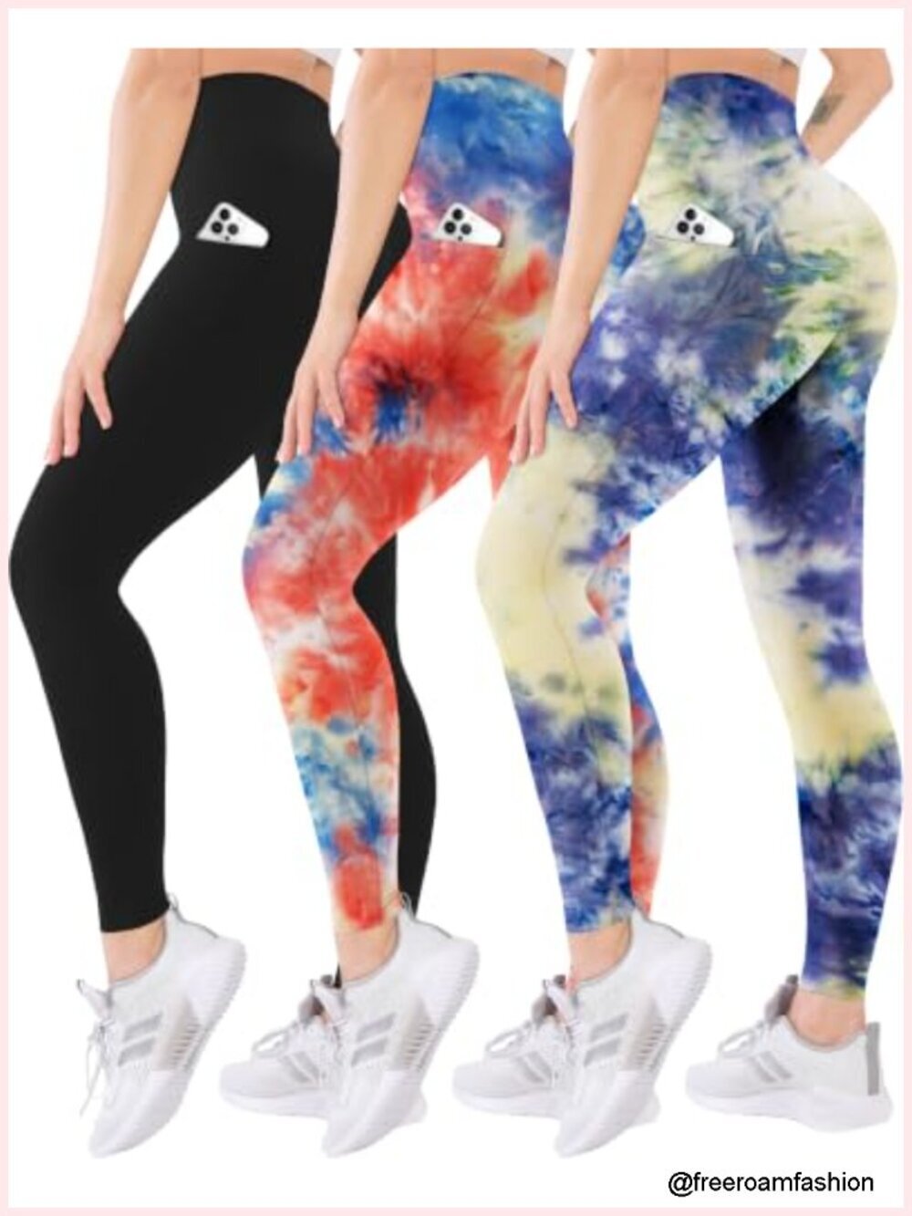 High Waisted Leggings with Pockets for Women Yoga Running 3 Pack